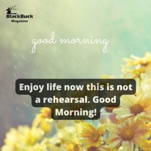 Enjoy life now this is not a rehearsal. Good Morning!