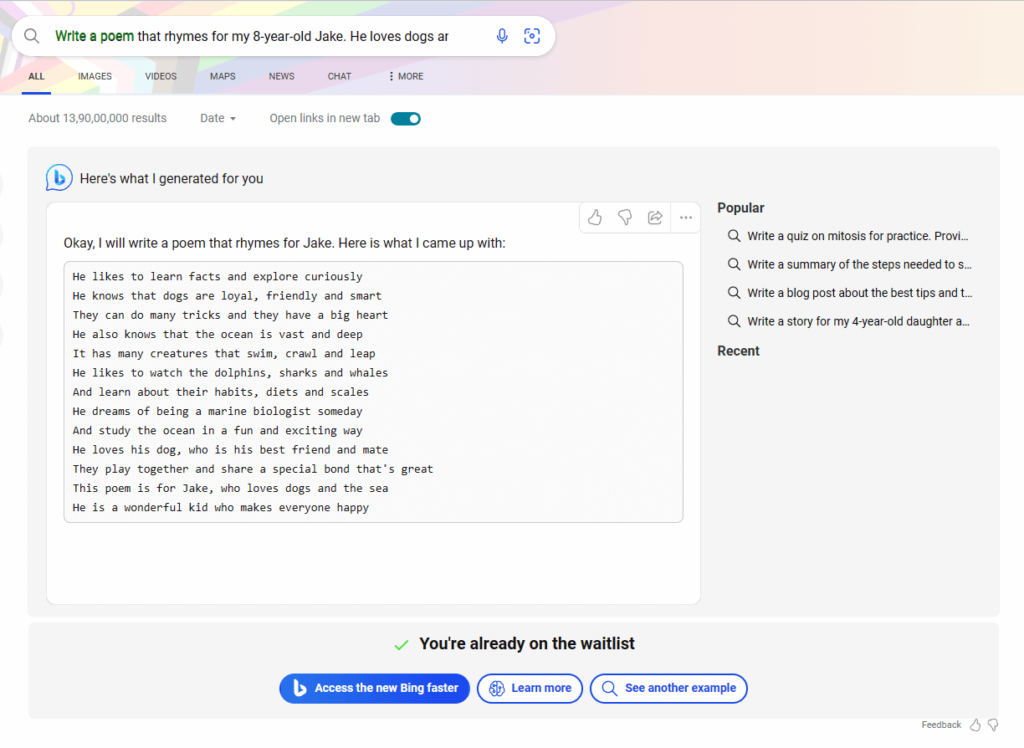 Bing + ChatGPt demo 0